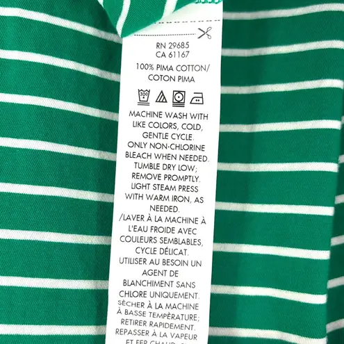 Pendleton Pima Striped Short Sleeve Tee Women’s Size Large Petite Green & White