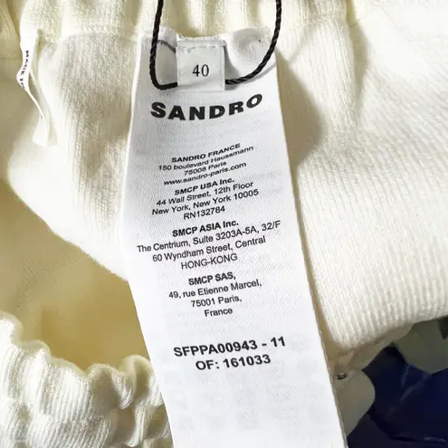 Sandro Bristol SFPPA00943 Cotton Blend Stretch Knit Ankle Crop Jogger Pant Ecru