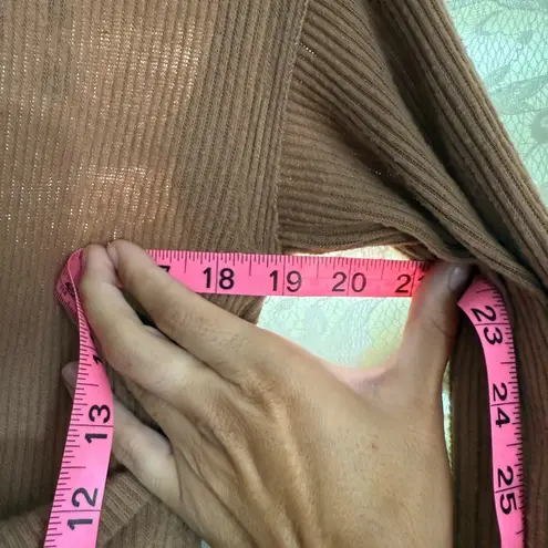 We The Free  Tan Ribbed Knit long sleeve faux wrap Top XS