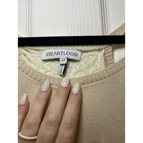 Heartloom Women's Cream Boho Sweater Size Small Lace Knit Top Cutout Back