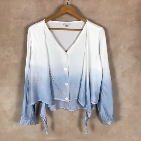 Ultra Pink Dip-Dye Wrap Front Long Sleeve Top NEW 1X