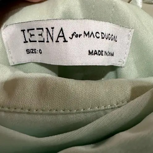 Mac Duggal NWT Ieena for 26484 Mint Green Ruched Off‑Shoulder Midi Dress 0