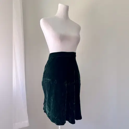 Gap  Dark Green Silk Velvet Knee-Length Skirt