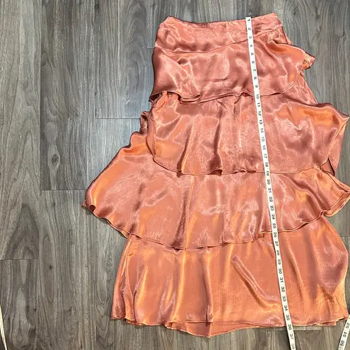 Maeve Copper Tiered Maxi Skirt | Viscose | Size 8