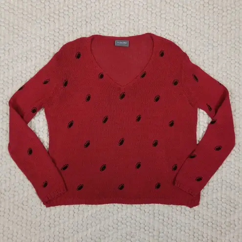 Wooden Ships  Mini Football Knit Sweater Red Sz M/L