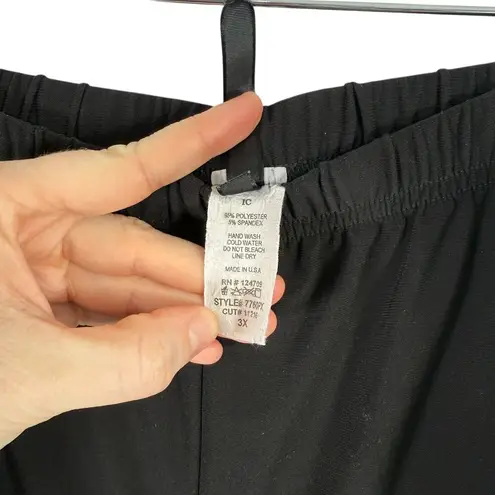 IC Connie K Collection Black Straight Leg Pant Pull On Slinky Lagenlook Women 3x
