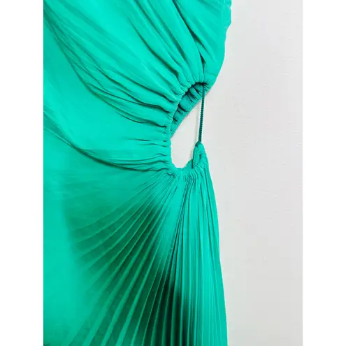 ALC Frank A.L.C. Green Mint Delfina One Shoulder Pleated Side Cutout Dress size 12 NWT