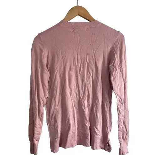 New! Marled Valentines Day Love Heart Embroidered Sweater Pink Size XS