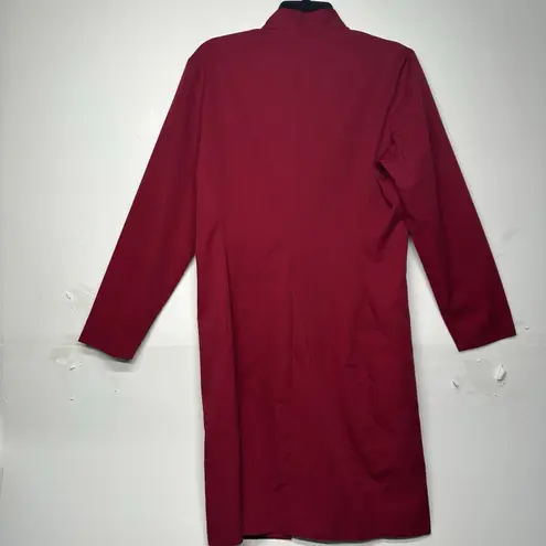 Style Works Women’s Size 14 Red Long Button Front Embroidered Dress Coat Jacket