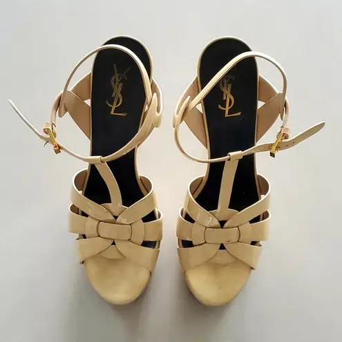 YSL Tribuite Platform Sandals In Smooth Leather