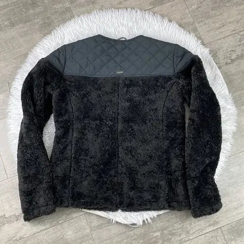 prAna Black Good Lux Fuzzy Full Zip Up Jacket Quilted Sherpa Size XS