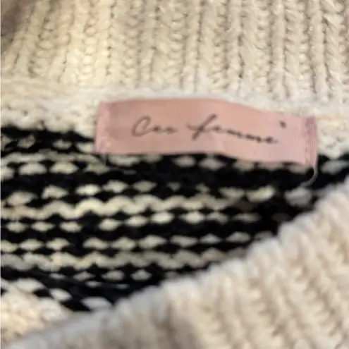 Ces Femme Striped Sweater Women’s Medium Black White Knit Pullover Fall Cozy