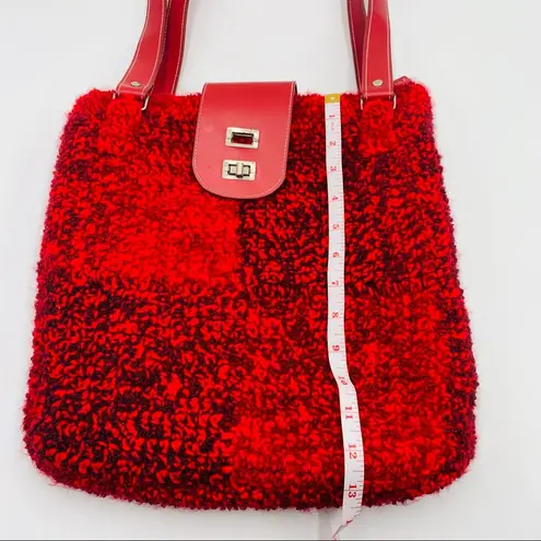 Vintage Red Sweater Bucket Style Shoulder Bag