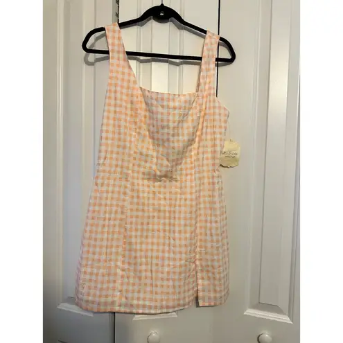 Altar'd State  Womens‎ Gingham Check Sundress Orange & White Sleeveless L NEW