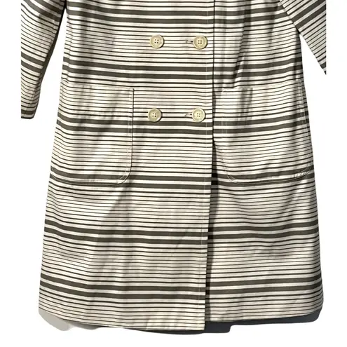 Proenza Schouler Coatigan Womens Size M Gray Striped Cotton Pockets Midi Buttons