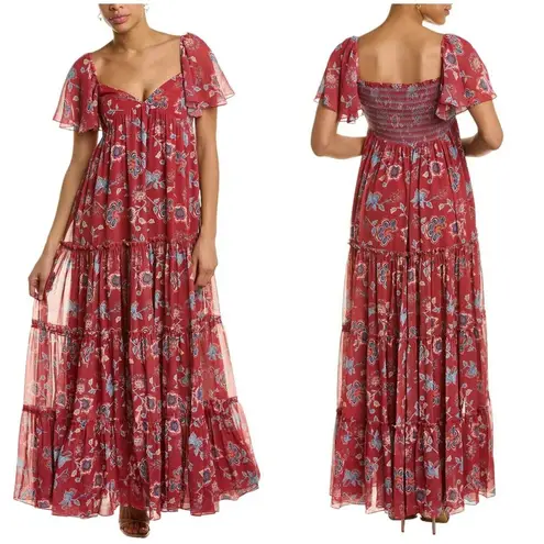 Sachin + Babi 💕 Kara Floral Print Tiered Maxi Dress Eastern Gouache Botanical 6