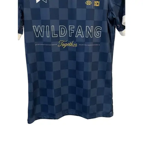 TOGETHXR x WILDFANG Soccer Jersey Womens Small V Neck Blue Short Sleeve Shirt