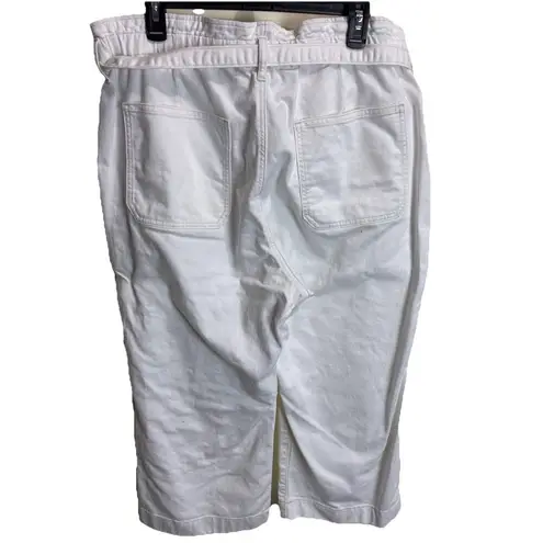 J. Crew Jeans Womens 34P White Wide Leg Cropped Paperbag High Rise Belt Denim Size undefined