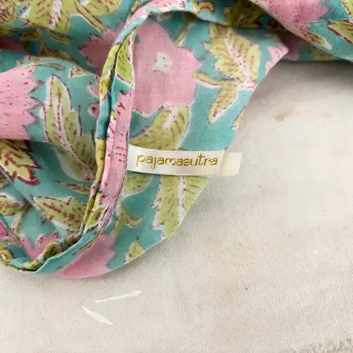 PajamaSutra Firoza Dressing Robe in Block Print Floral Blue