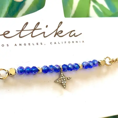 Ettika Starlight Beaded Hold Tone Choker Necklace NEW Blue Adjustable NWT