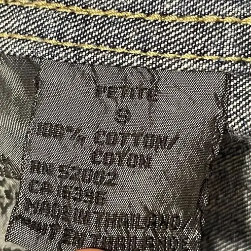 Liz Wear Vintage Claiborne Women’s Denim Blue Jacket Sz 9 Petite Wood Button