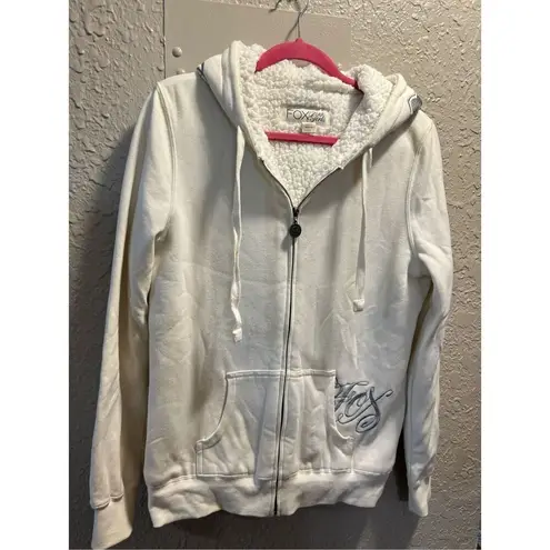 Fox Racing White Sherpa Full Zip Hoodie Size XL