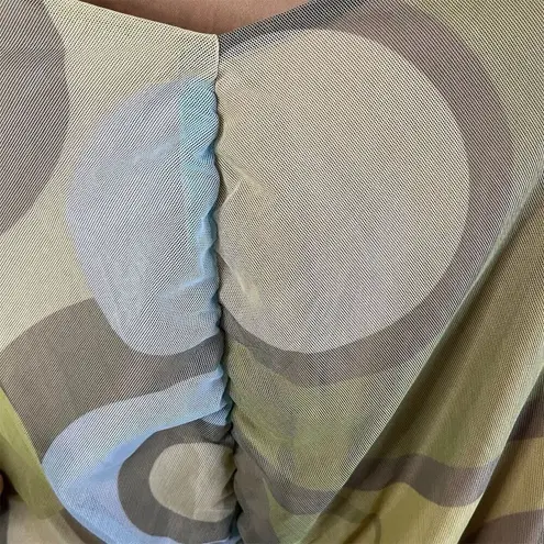 NOM 70s Retro Disco Geometric Dress Women's Medium Multicolor Knee Length Formal Green