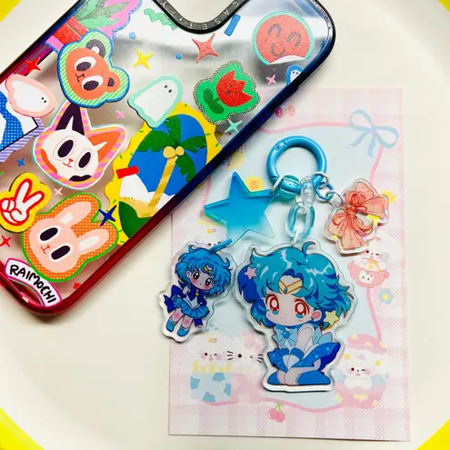 Handmade Sailor moon/Sailor Mercury double sided acrylic keychain bagcharm