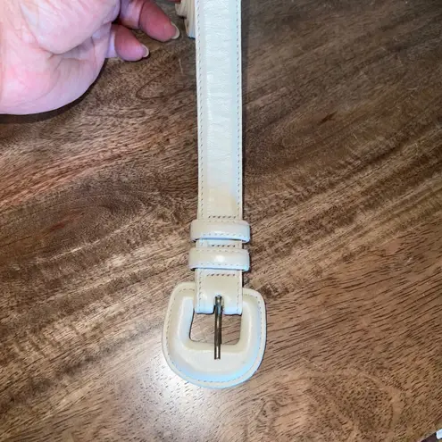 Vintage Accessories by Pearl Womens L Leather Belt Cream Made in USA Career Chic Size L