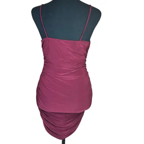 Fashion Magazine Vintage Whimsigoth Comfy Ruched Wine Strappy Evening Dress M