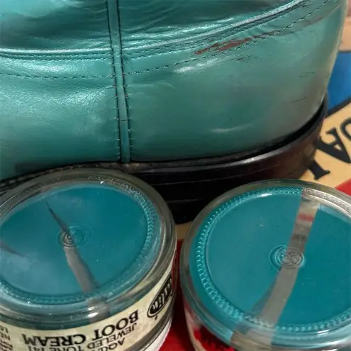 Justin Vintage Women’s Aqua Leather Cowboy Boots 7.5 D USA L3754 Western Rodeo