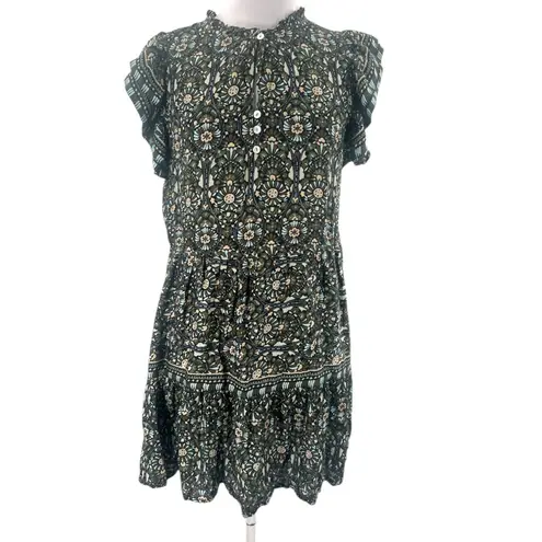 Omika Wilora Double Ruffle Sleeve Mini Dress Malia Pistachio Sz S Green