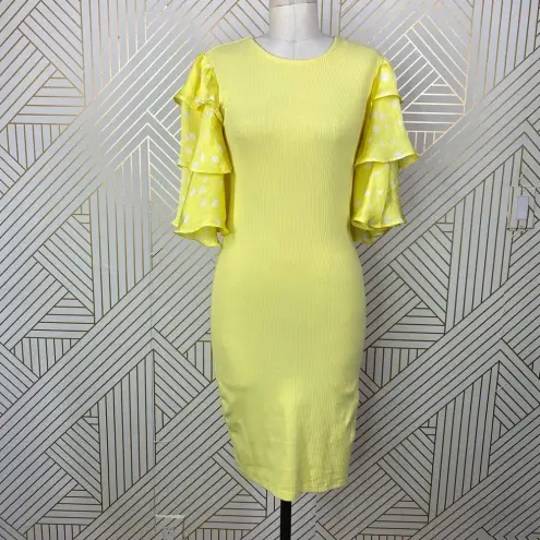 The Drop @Jessicawang‎ Polka Dot Ruffle Dress Lemon Yellow Size XS