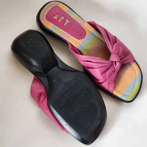 Vintage Art Effects 90s Pink Leather Knotted Slide Sandals Size 7
