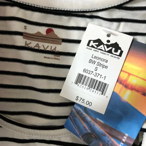 KAVU Leonora Dress A Line Striped Sleeveless Black White Stretch Size S