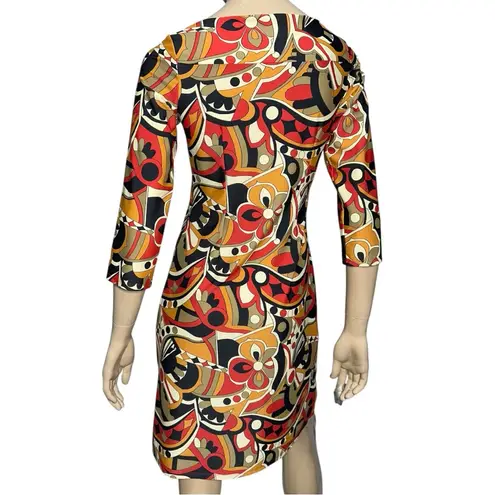 Jude Connally Women’s Size S Orange Red Geo Abstract Print Sheath Dress