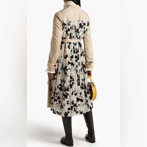 Jason Wu NEW | Floral Print Chiffonpaneled Cotton Gabardine Trench Coat