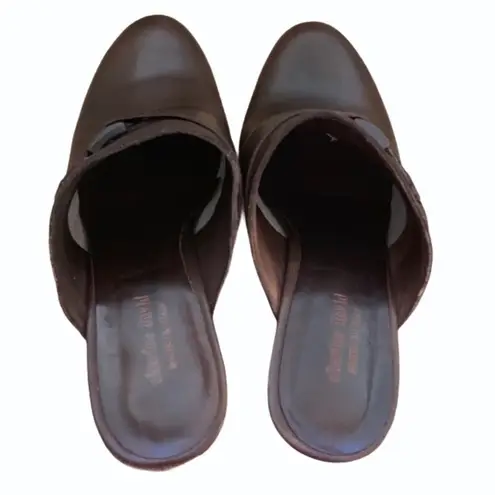 Charles David  Vintage Leather Wooden Clog Heels