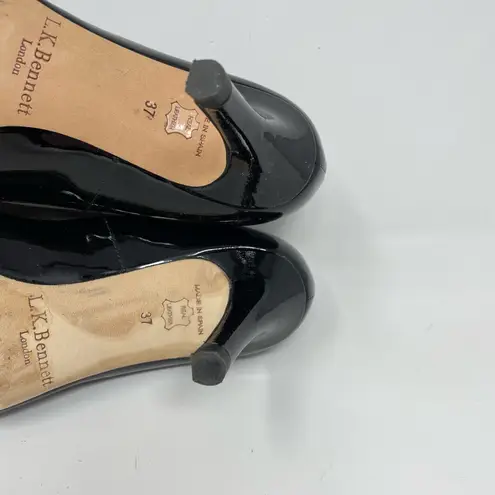 LK Bennett L.K. Bennett Darcia Classic Preppy LK Brogue Black Patent Leather Bow Heels 37