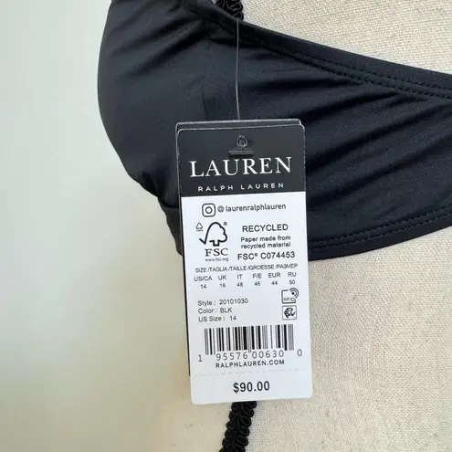 Ralph Lauren  Black Underwire Ruffle Bikini Top Women's Size 14 NWT