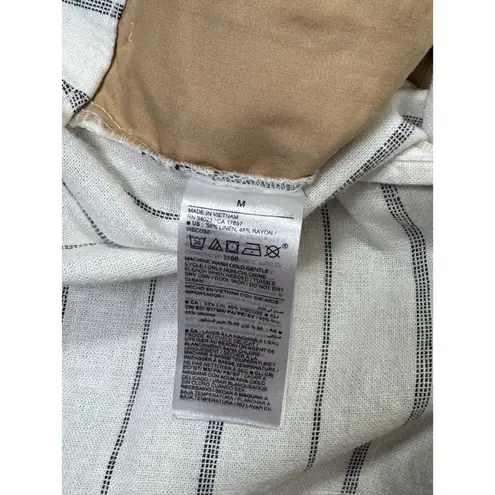 Old Navy  Size M Woman Extra High-Rise Taylor Wide-Leg Striped White Linen-Blend