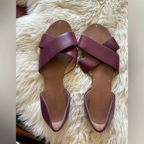 Madewell  Thea Criss Cross Leather Sandals Size 6.5 Maroon Deep Red flats