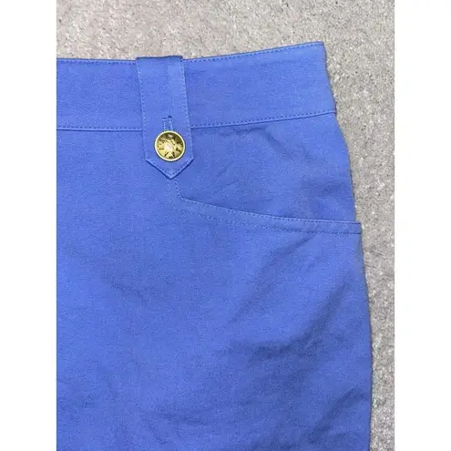 J. McLaughlin  Blue Pencil Skirt SZ 8‎ Gold Buttons Pockets