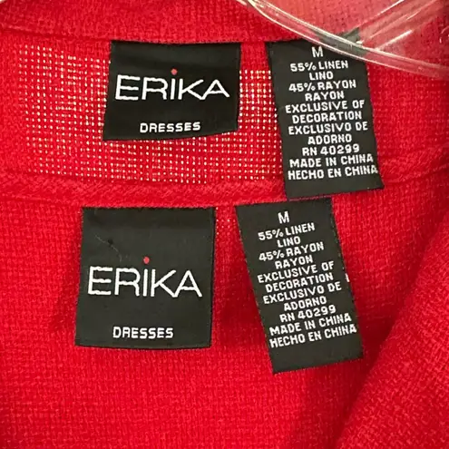 Erika Vintage 90’s Red Linen Floral Midi Dress And Top