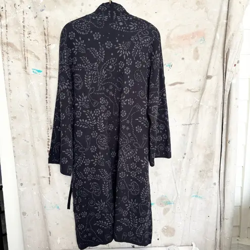 Gudrun Sjoden Wool Blend Patterned Intarsia Knit Cardigan Black Size L