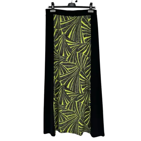Michael Michael Kors Printed Maxi Dress size Medium Two Tone Abstract Leaf Black