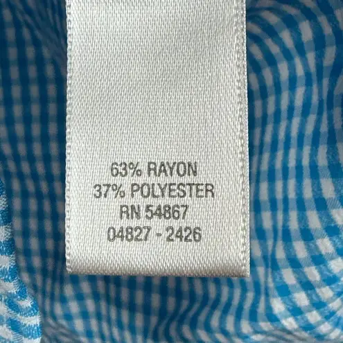 Christopher & Banks Shirt Womens 1X Blue Gingham Check Short Sleeve Button Front