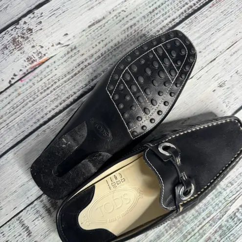 Tod's Black Slip On Driving Loafers Mules Black Leather 5.5