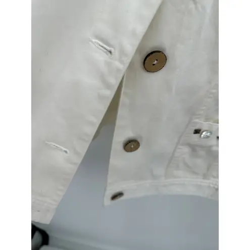 Ruby Rd Cream Ivory Cream Button Down Denim Jacket Embelished Women 18W NWT Size XL