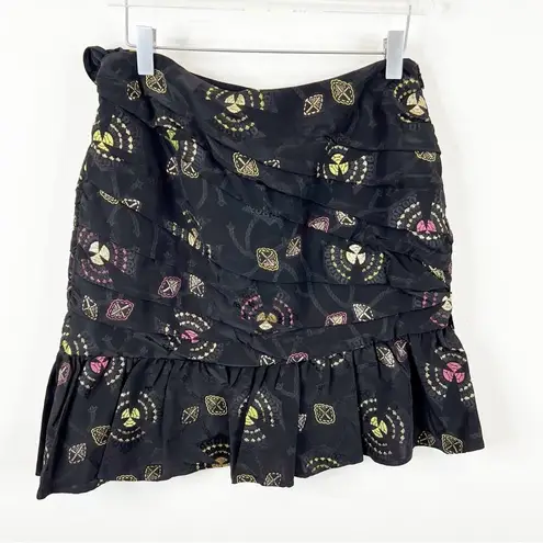 ALC Frank NWT A.L.C Avalon Metallic Printed Gathered Mini Skirt 6 Black